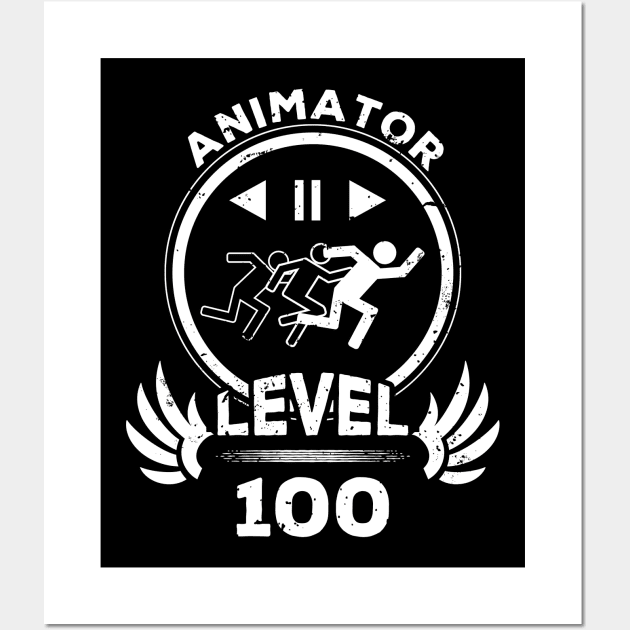 Level 100 Animator Animation Fan Gift Wall Art by atomguy